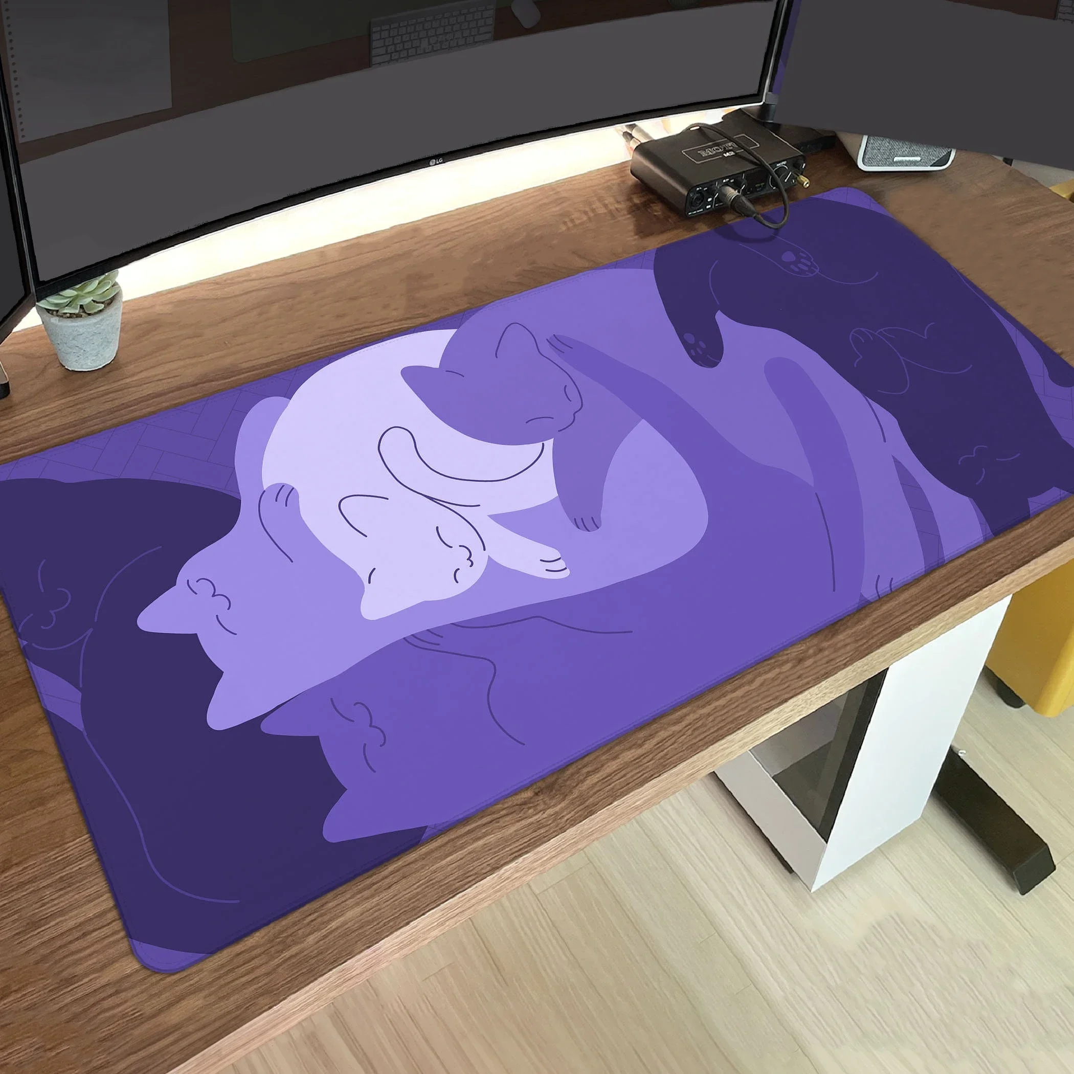 Tradescantia Purple - Purple Cats Desk Mat Cat Mouse